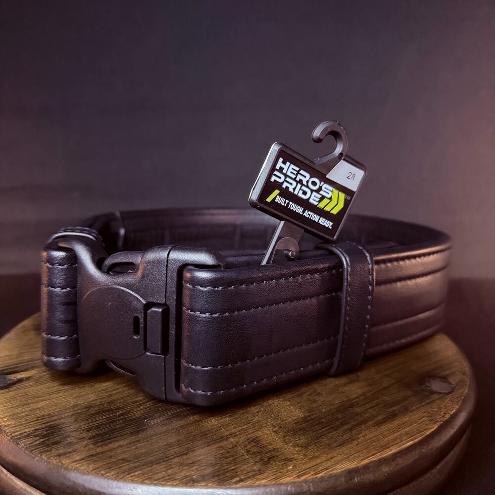 Hero's Pride Duty Belt Size S' 24"-28" Hook Lined Plain Leather 2" Wide Black